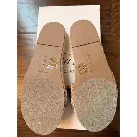 Cinq A Sept Women's Indigo Cognac Espadrille Slide Sandals